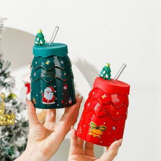 Cốc sứ kèm ống hút 500ml