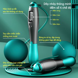 Dây nhảy không dây đếm vòng, đếm calo, 4 chế độ đếm thông minh