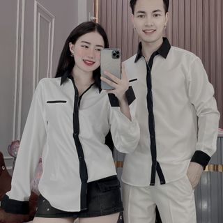 ÁO SƠ MI NAM, SƠ MI TRẮNG ĐEN TAY DÀI PHỐI MÀU HK