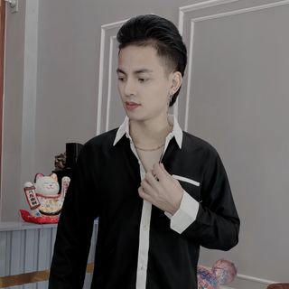 ÁO SƠ MI NAM, SƠ MI TRẮNG ĐEN TAY DÀI PHỐI MÀU HK