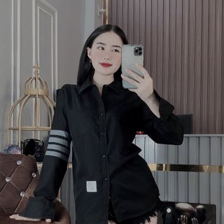 ÁO SƠ MI NAM, SƠ MI DÀI TAY, SƠ MI CẶP ĐÔI TRẮNG ĐEN COTTON LẠNH HK