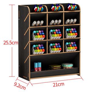 Kệ đựng bút gỗ 9 ngăn có ngăn kéo dưới