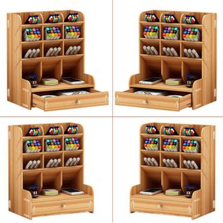 Kệ đựng bút gỗ 9 ngăn có ngăn kéo dưới
