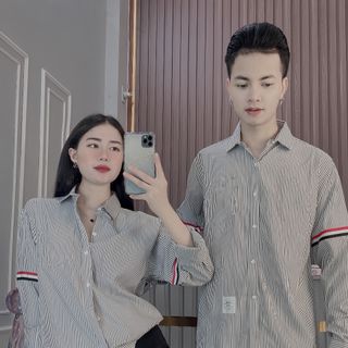 ÁO SƠ MI NAM DÀI TAY, SƠ MI SỌC PHỐI DÂY NAM NỮ HK