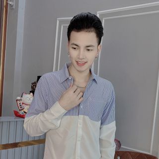 ÁO SƠ MI NAM TAY DÀI, SƠ MI TRẮNG PHỐI SỌC NAM NỮ, CẶP ĐÔI HK