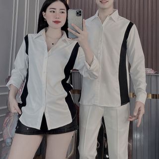 ÁO SƠ MI NAM, ÁO SƠ MI CẶP ĐÔI, SƠ MI TRẮNG ĐEN TAY DÀI HK