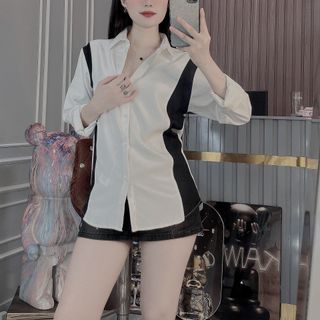 ÁO SƠ MI NAM, ÁO SƠ MI CẶP ĐÔI, SƠ MI TRẮNG ĐEN TAY DÀI HK