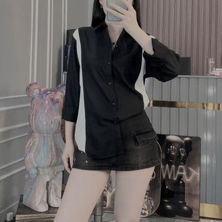 ÁO SƠ MI NAM, ÁO SƠ MI CẶP ĐÔI, SƠ MI TRẮNG ĐEN TAY DÀI HK