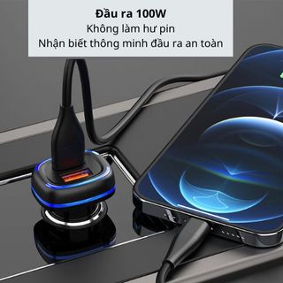 Tẩu sạc nhanh ô tô cổng USB kép sạc nhanh 100W tương thích với nhiều dòng điện thoại XT30 Tẩu sạc ô tô
