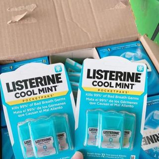 Set 3 hộp 24 Miếng ngậm thơm miệng Cool Mint Listerine Pocketpaks nhập Mỹ giá sỉ