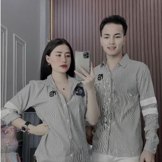 ÁO SƠ MI NAM, ÁO SƠ MI CẶP, ÁO SỌC THÊU LOGO HK