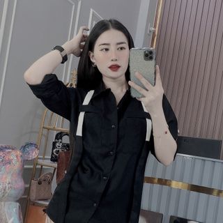 ÁO SƠ MI NAM, ÁO SƠ MI DÀI TAY CẶP ĐÔI TRẮNG ĐEN PHỐI DÂY MỚI