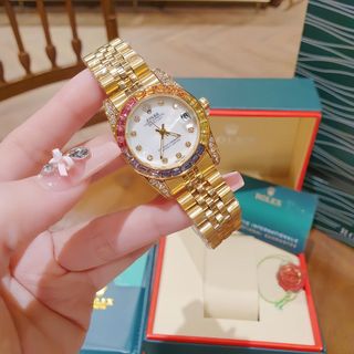 ĐỒNG HỒ NỮ TRUNG CẤP RÔ.LEX VIỀN ĐÁ MÀU