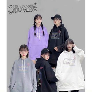 Áo hoodie CHILI in nổi from rộng tay phồng. Giá sỉ - giá bán buôn