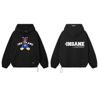 Áo hoodie INSANE hình in nổi nón 2 lớp vải chính from rộng tay phồng, có dây rút lai. Giá sỉ - giá bán buôn