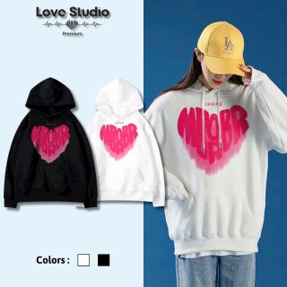 Áo hoodie in hình tim from rộng. Giá sỉ - giá bán buôn