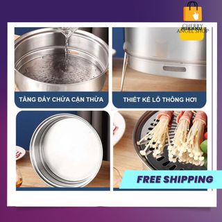 Bếp Nướng Than Hoa Tròn Không Khói INOX 2 Vỉ Nhỏ Gọn, Thuận Tiện Mang Theo, Cải Thiện Bữa Ăn Gia Đình/ có sỉ