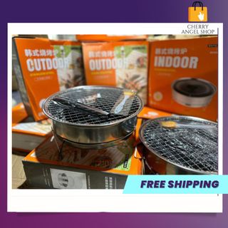 Bếp Nướng Than Hoa Tròn Không Khói INOX 2 Vỉ Nhỏ Gọn, Thuận Tiện Mang Theo, Cải Thiện Bữa Ăn Gia Đình/ có sỉ