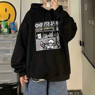 Áo hoodie in chữ UNFL STUDIO nón nỉ lót 2 lớp, from 70kg. Giá sỉ - giá bán buôn