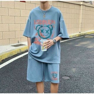 Đồ bộ mặc nhà, đồ bộ đùi nam nữ in hình mặt gấu trẻ trung năng động thích hợp mặc nhà, đi chơi, thể thao giá sỉ - giá bán buôn