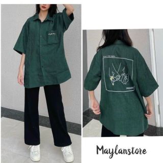 Áo sơ mi nam nữ unisex ngắn tay logo thêu PROMISE chất da lộn mịn đẹp có túi trước ngực giá sỉ - giá bán buôn
