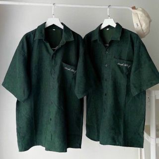 Áo sơ mi nam nữ unisex ngắn tay logo thêu PROMISE chất da lộn mịn đẹp có túi trước ngực giá sỉ - giá bán buôn