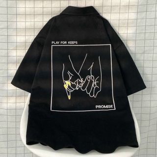 Áo sơ mi nam nữ unisex ngắn tay logo thêu PROMISE chất da lộn mịn đẹp có túi trước ngực giá sỉ - giá bán buôn