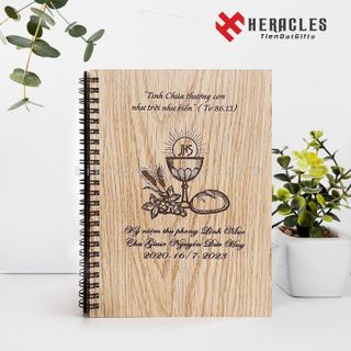 Sổ gỗ khắc tên, chữ, hình ảnh theo yêu cầu - Quà tặng hồng ân vĩnh khấn - quà tặng tri ân thầy cô giáo - Xưởng sản xuất sổ tay in logo công ty giá rẻ tại TPHCM