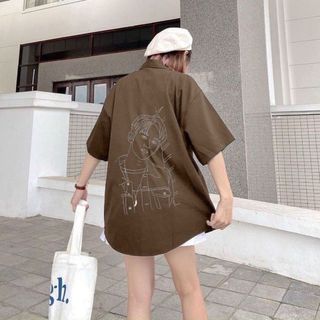 Áo Sơ Mi Tay Lỡ Nam Nữ Form Rộng Unisex In họa tiết chân dung người Chất Liệu Da lộn Mịn Mát giá sỉ - giá bán buôn