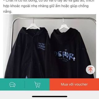 Áo Khoác Dây Kéo Nỉ Lót Bông In Chữ DEROR Chạy kansai form Unisex giá sỉ - giá bán buôn