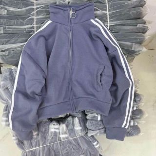 Áo khoác nỉ nam nữ form rộng ba sọc tay phong cách ulzzang unisex cổ trụ trơn