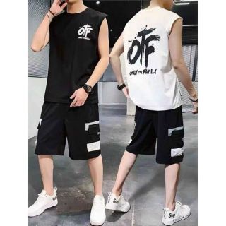 Bộ đồ thể thao nam quần lửng áo ba lỗ mặc đi chơi OTF cực ngầu, quần short kaki túi hộp nam