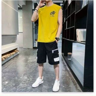 Bộ đồ thể thao nam quần lửng áo ba lỗ mặc đi chơi OTF cực ngầu, quần short kaki túi hộp nam