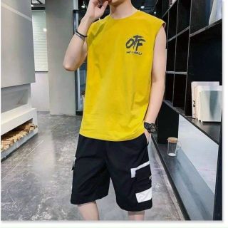 Bộ đồ thể thao nam quần lửng áo ba lỗ mặc đi chơi OTF cực ngầu, quần short kaki túi hộp nam