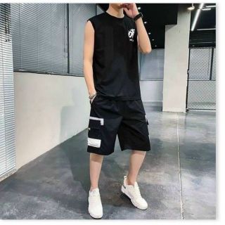 Bộ đồ thể thao nam quần lửng áo ba lỗ mặc đi chơi OTF cực ngầu, quần short kaki túi hộp nam