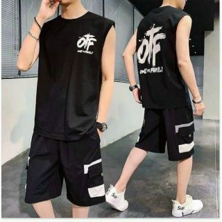 Bộ đồ thể thao nam quần lửng áo ba lỗ mặc đi chơi OTF cực ngầu, quần short kaki túi hộp nam