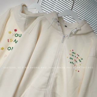 áo khoác nỉ dây kéo phao nón 2 lớp nỉ vải chính your value