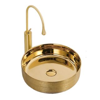 Chậu lavabo mạ vàng kiểu tròn đặt bàn sang trọng, mã M26