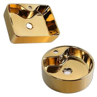 Chậu lavabo mạ vàng đặt bàn sang trọng có lỗ vòi gắn trên chậu, mã M24