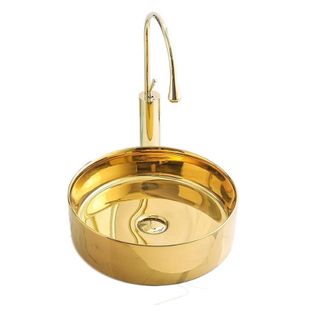 Chậu lavabo mạ vàng kiểu tròn đặt bàn sang trọng, mã M26