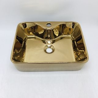 Chậu lavabo mạ vàng đặt bàn sang trọng có lỗ vòi gắn trên chậu, mã M24