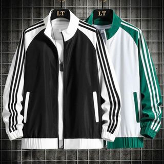 ÁO KHOÁC GIÓ NHẸ 2 LỚP, ÁO KHOÁC NAM NỮ CỔ TRỤ KIỂU TRƠN PHỐI 3 SỌC TAY THỂ THAO CAO CẤP - HTM FASHION