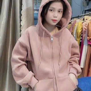 ÁO KHOÁC NỈ NỮ DÁNG FORM RỘNG CHẤT VẢI DÀY MỊN KÈM NÓN TRÙM ĐẦU TO ĐẸP TRƠN DÂY KÉO XỊN HÀNG HOT TREND-HTM FASHION