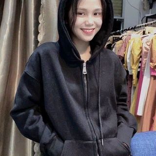 ÁO KHOÁC NỈ NỮ DÁNG FORM RỘNG CHẤT VẢI DÀY MỊN KÈM NÓN TRÙM ĐẦU TO ĐẸP TRƠN DÂY KÉO XỊN HÀNG HOT TREND-HTM FASHION