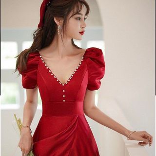 ĐẦM XÒE MAXI ĐỎ XẺ TÀ ĐÍNH CƯỜM - DT1786