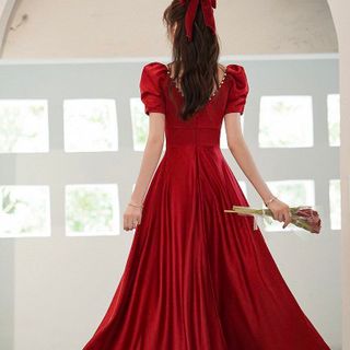 ĐẦM XÒE MAXI ĐỎ XẺ TÀ ĐÍNH CƯỜM - DT1786