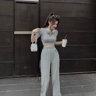 SET BỘ ĐỒ THUN THỂ THAO NỮ CHẤT VẢI DÀY MỊN DÁNG CAO FORM RỘNG SIÊU ĐẸP CÓ DÂY BO CHUN HÀNG ĐẸP HOT TREND-HTM FASHION