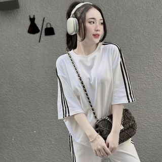 SET BỘ ĐỒ THUN NỮ CÓ PHỐI VIỀN SỌC ÁO KÈM QUẦN FORM DÀI RỘNG CHẤT LIỆU VẢI THUN NỈ DÀY MỊN CÓ DÂY BO CHUN HÀNG HOT TREND-HTM FASHION