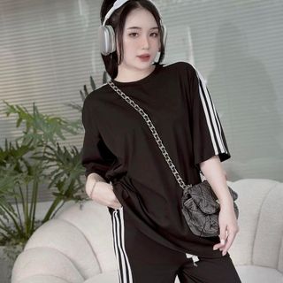 SET BỘ ĐỒ THUN NỮ CÓ PHỐI VIỀN SỌC ÁO KÈM QUẦN FORM DÀI RỘNG CHẤT LIỆU VẢI THUN NỈ DÀY MỊN CÓ DÂY BO CHUN HÀNG HOT TREND-HTM FASHION
