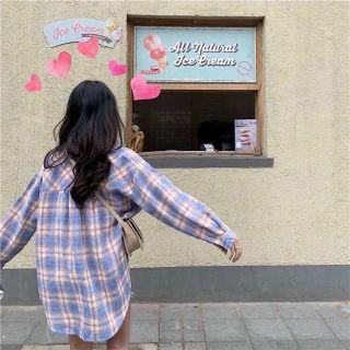 ÁO SƠ MI NỮ DÁNG ÁO FORM RỘNG CÓ SỌC CARO ÁO DÀI TAY CỰC ĐẸP CHẤT LIỆU TỐT HÀNG XINH HOT TREND-HTM FASHION